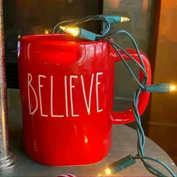 ❤️ NEW Rae Dunn BELIEVE - Beautiful Christmas RED Holiday Ceramic Coffee Mug/Cup - Picture 3 of 11